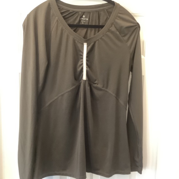 Athleta pump it up long sleeve top L shadow stripe - Picture 2 of 5
